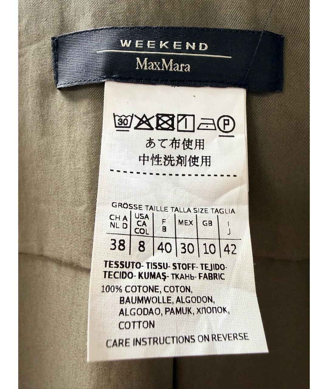 WEEKEND MAX MARA Хаки хлопковое повседневное платье, фото 4
