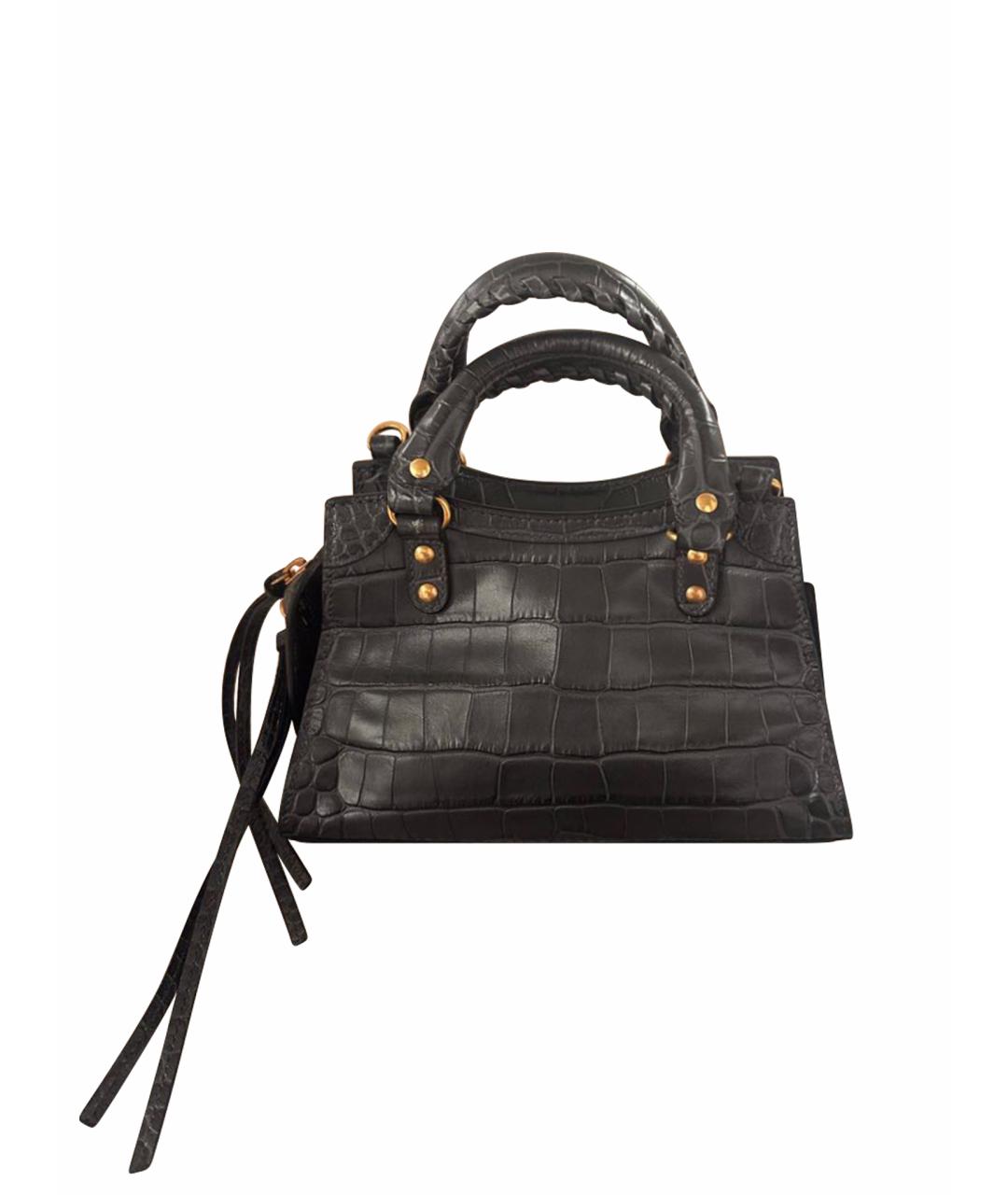 BALENCIAGA Черная кожаная сумка с короткими ручками, фото 1