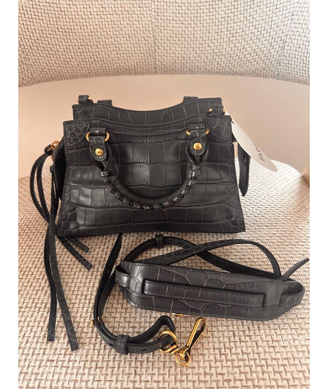BALENCIAGA Черная кожаная сумка с короткими ручками, фото 3