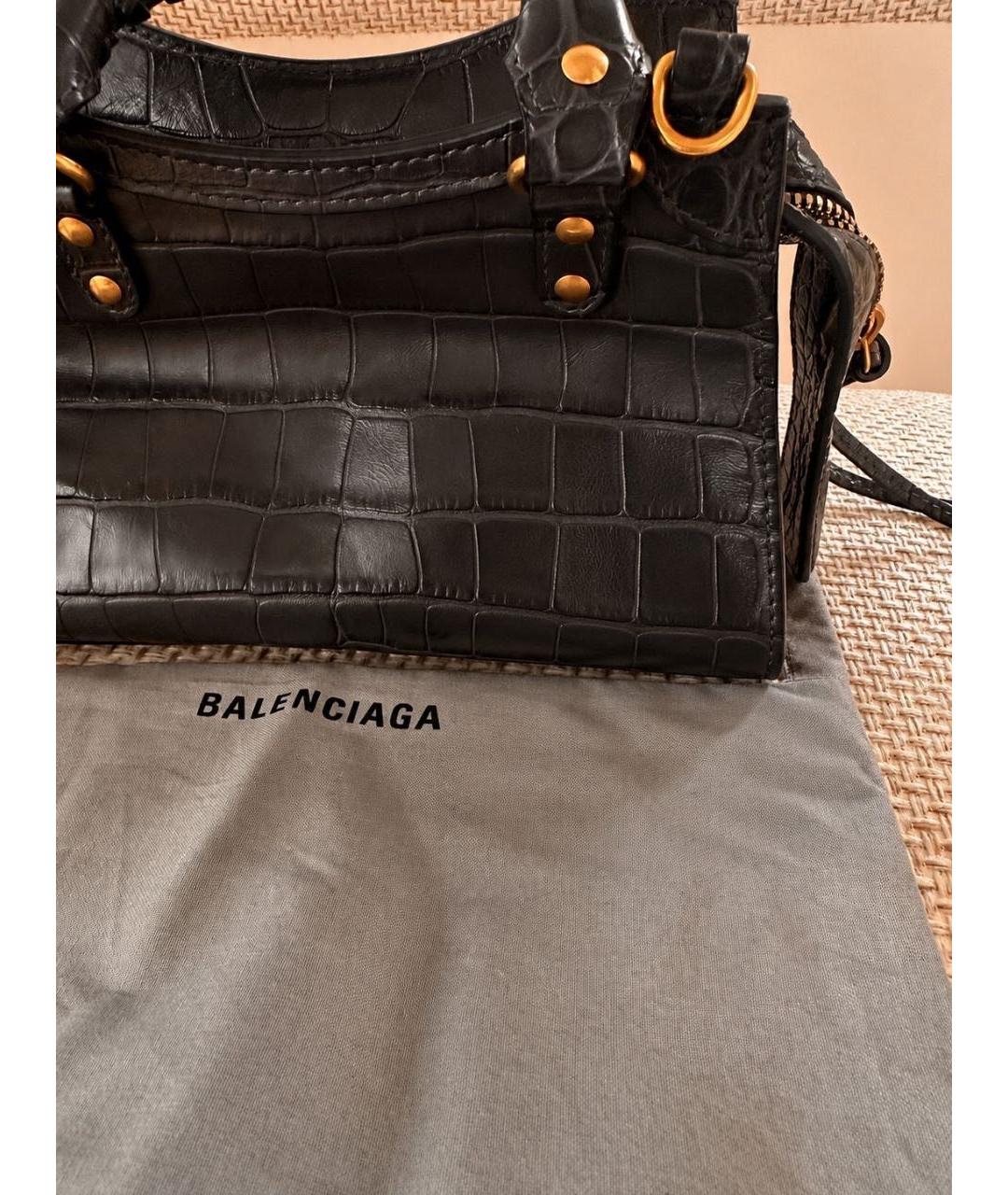 BALENCIAGA Черная кожаная сумка с короткими ручками, фото 6