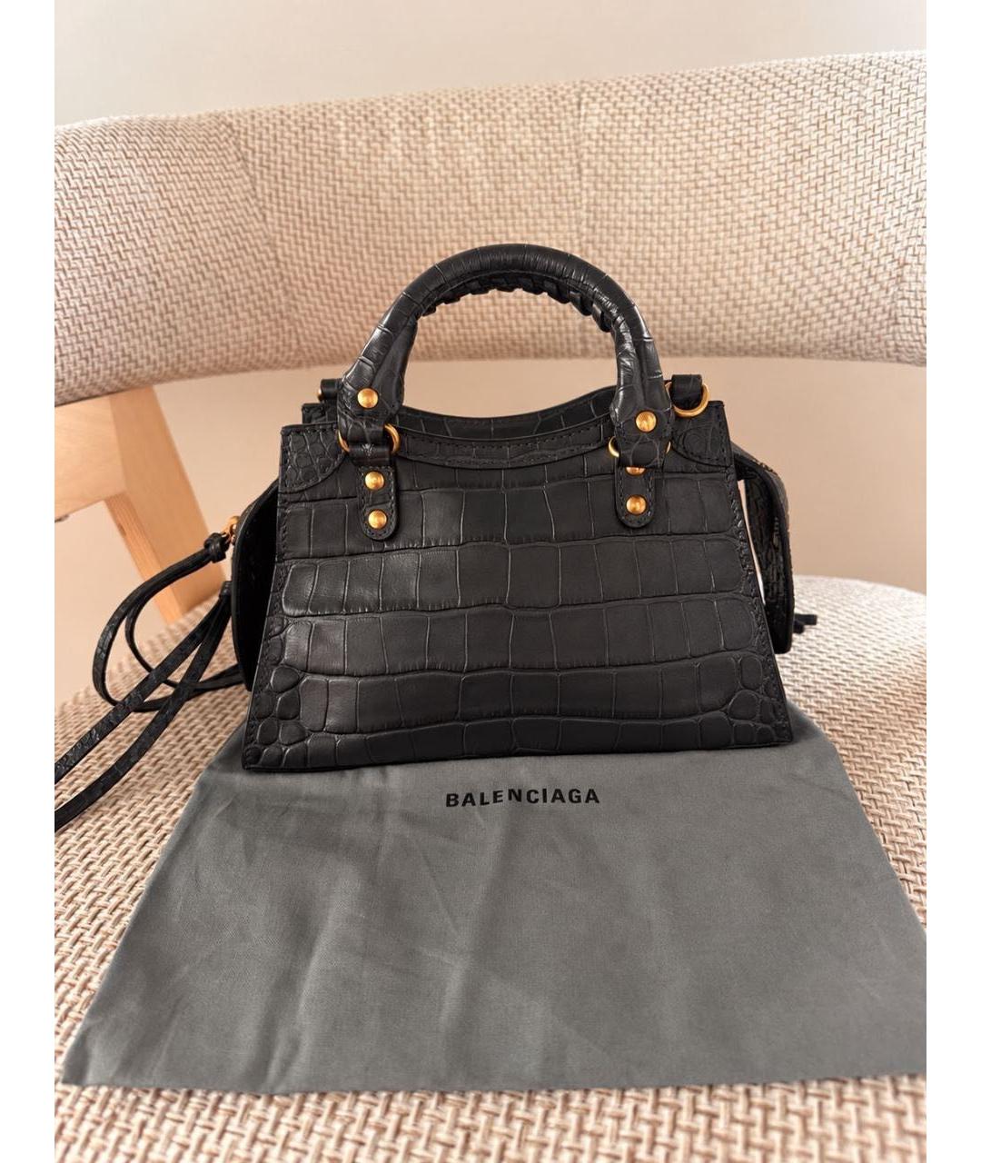BALENCIAGA Черная кожаная сумка с короткими ручками, фото 5