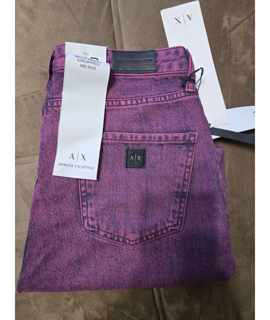 ARMANI EXCHANGE Фуксия хлопко-эластановые джинсы слим, фото 3