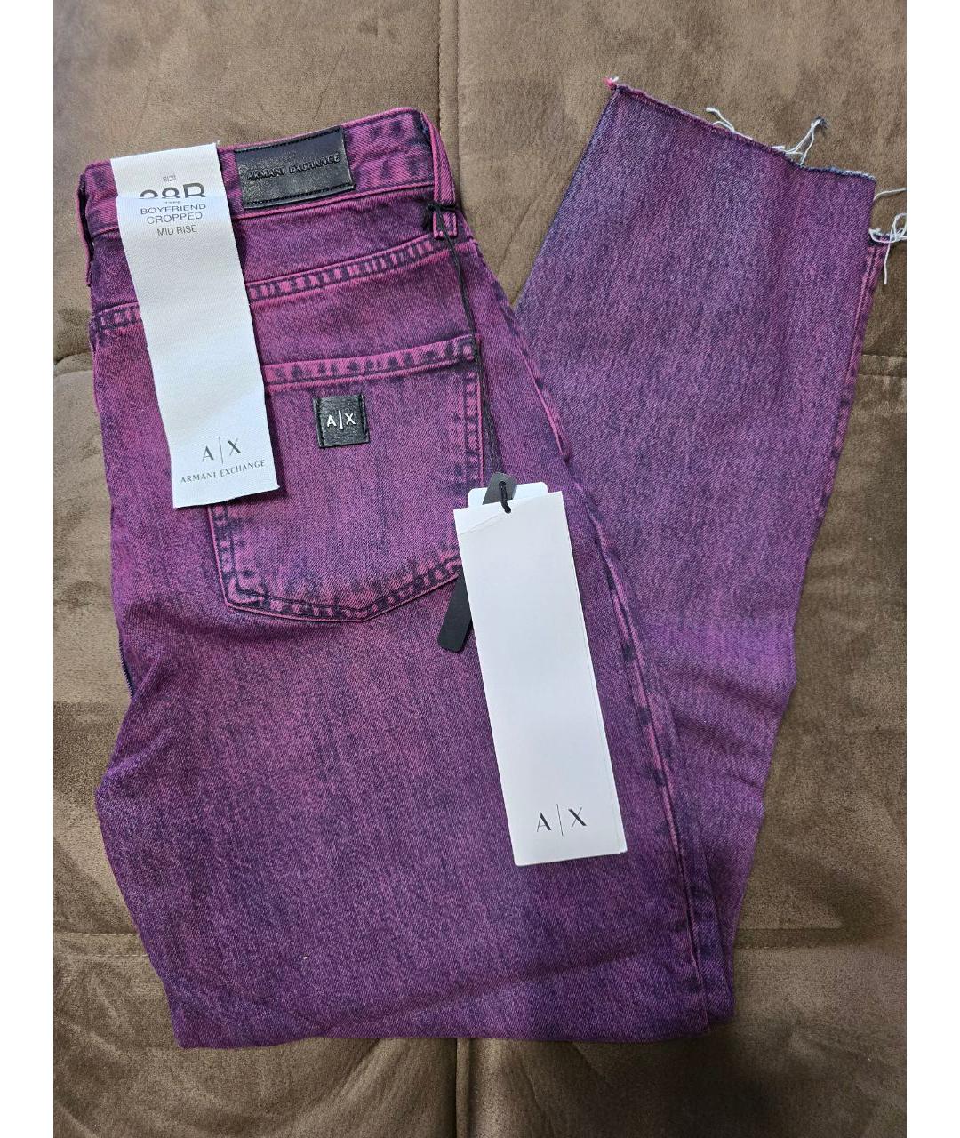ARMANI EXCHANGE Фуксия хлопко-эластановые джинсы слим, фото 2