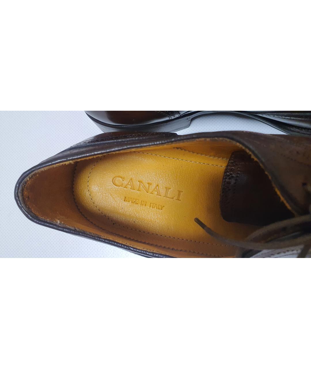 CANALI Коричневые кожаные туфли, фото 7