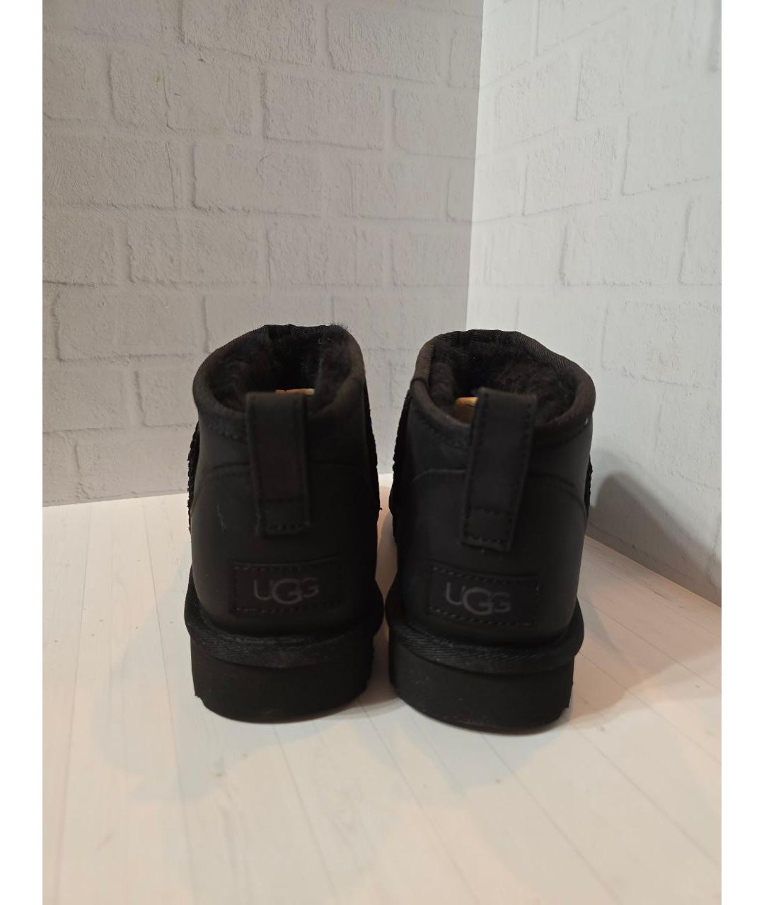 UGG Черные кожаные полусапоги, фото 4