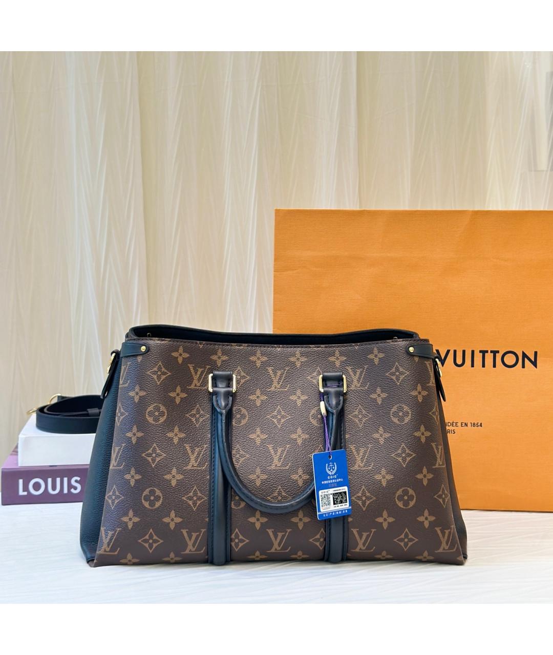 LOUIS VUITTON Коричневая сумка с короткими ручками из канвы, фото 2