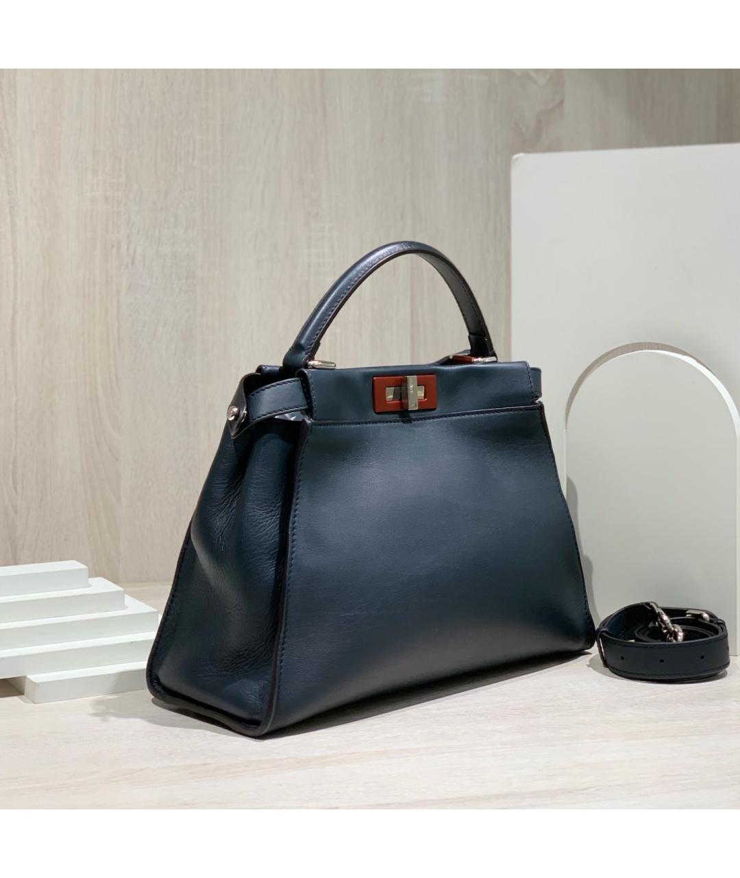 FENDI Черная кожаная сумка тоут, фото 3