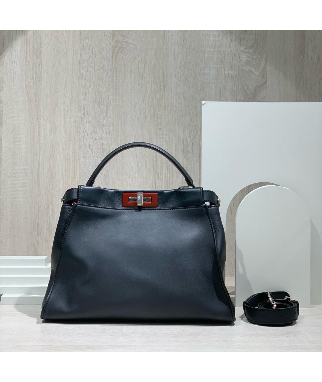 FENDI Черная кожаная сумка тоут, фото 2