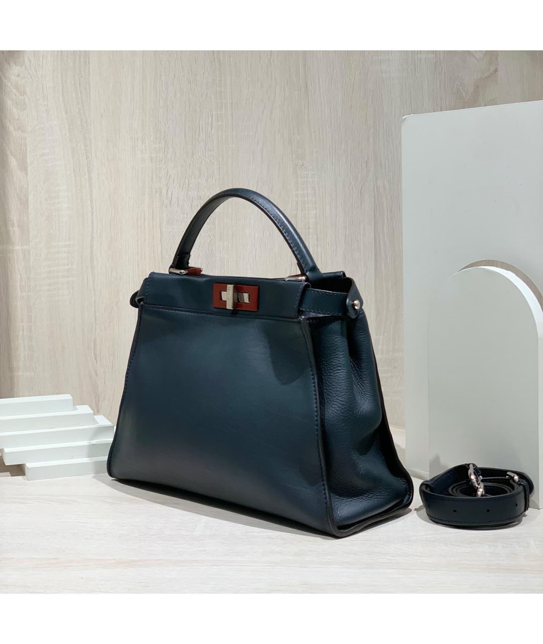 FENDI Черная кожаная сумка тоут, фото 4