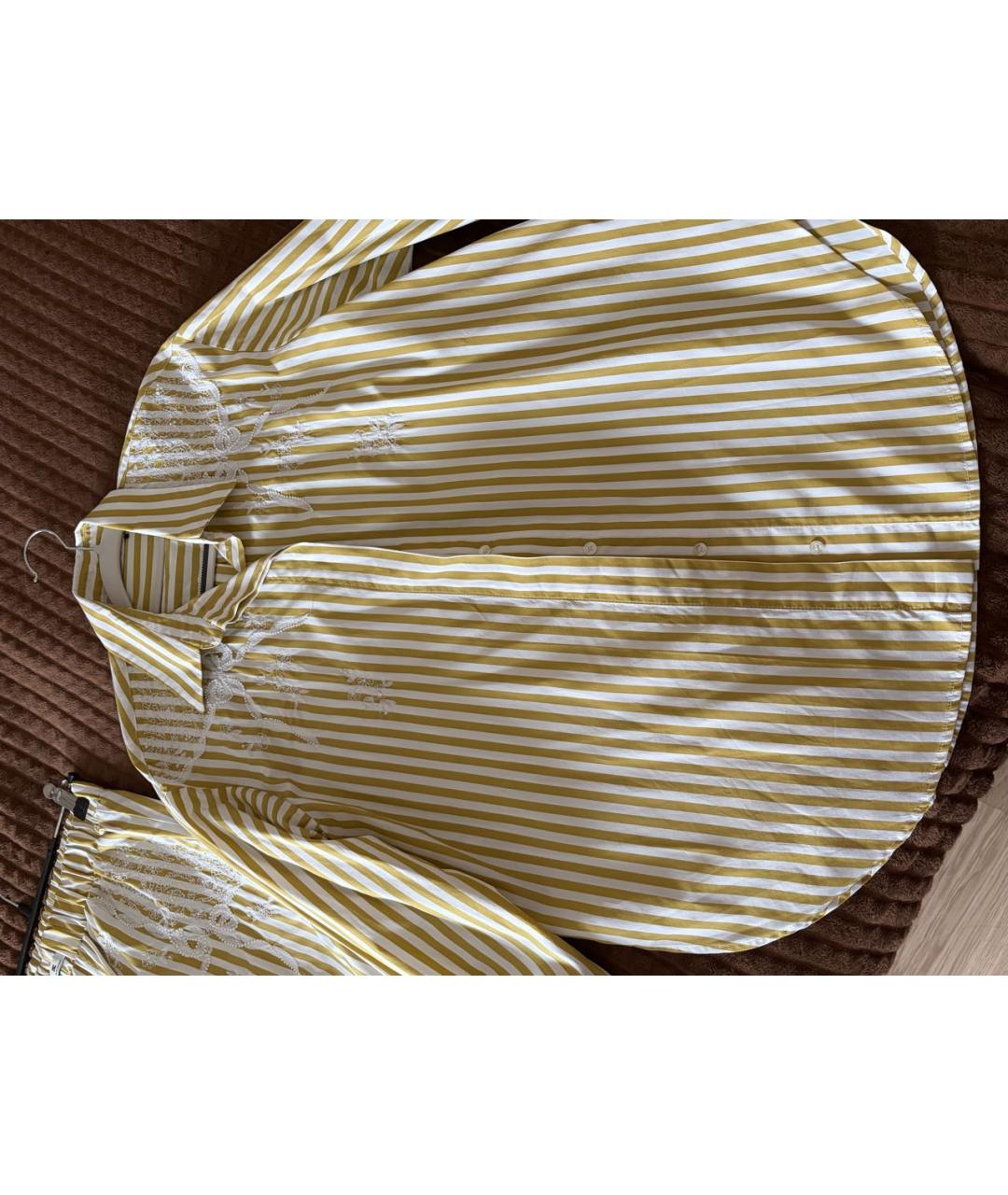 ELISABETTA FRANCHI Горчичный хлопковый костюм с брюками, фото 7