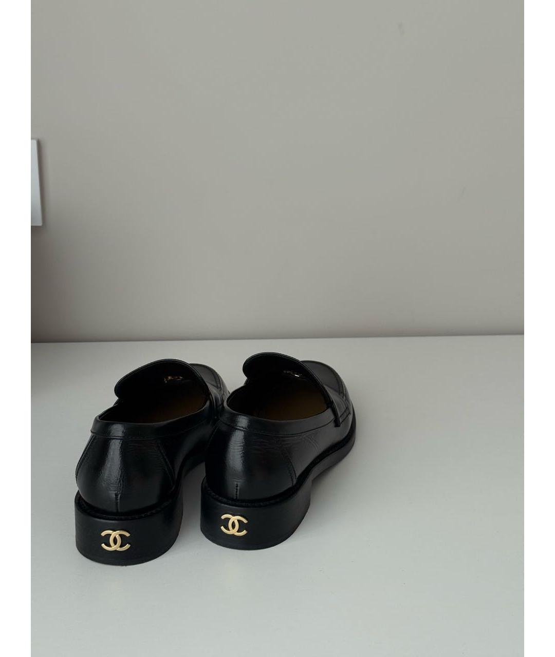 CHANEL Черные кожаные лоферы, фото 4