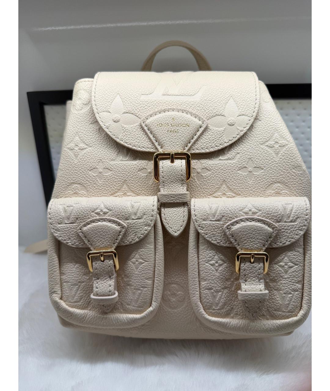 LOUIS VUITTON Бежевый кожаный рюкзак, фото 9
