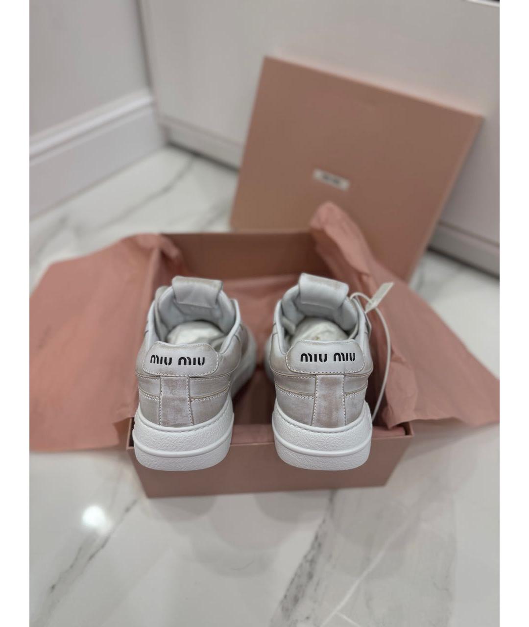 MIU MIU Белые кожаные кроссовки, фото 7
