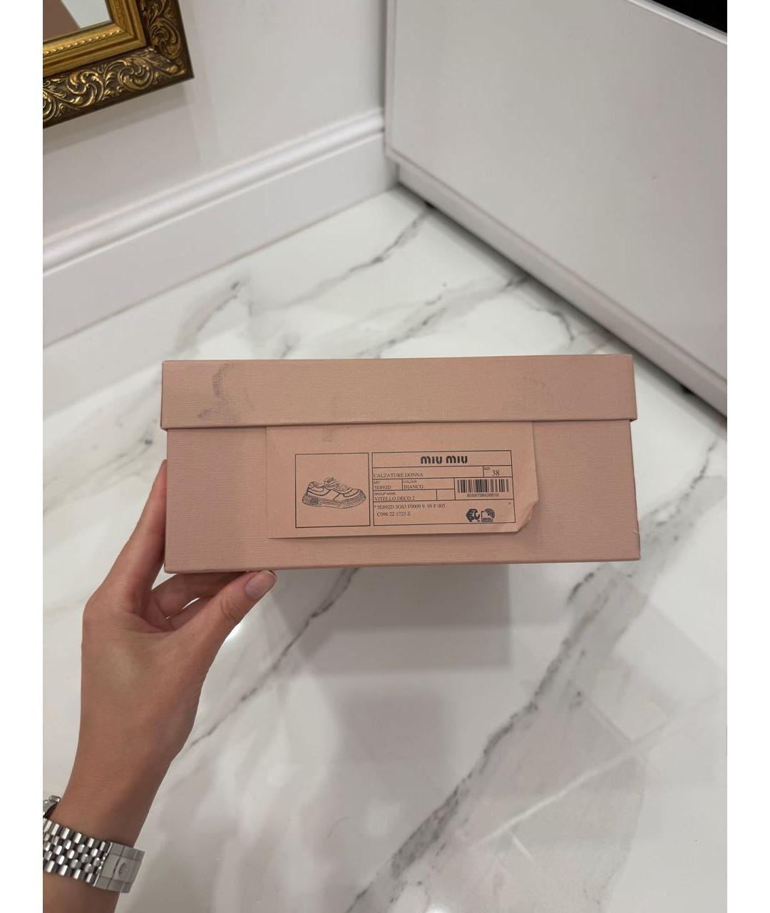 MIU MIU Белые кожаные кроссовки, фото 6