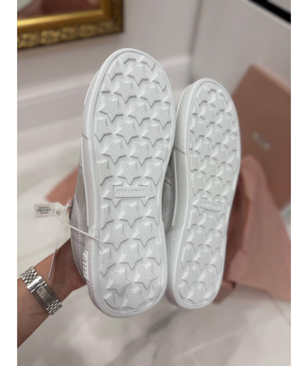 MIU MIU Белые кожаные кроссовки, фото 8