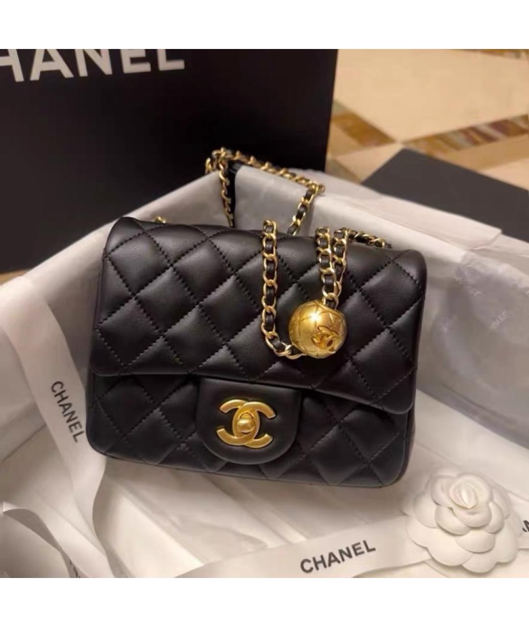CHANEL Черная кожаная сумка через плечо, фото 6