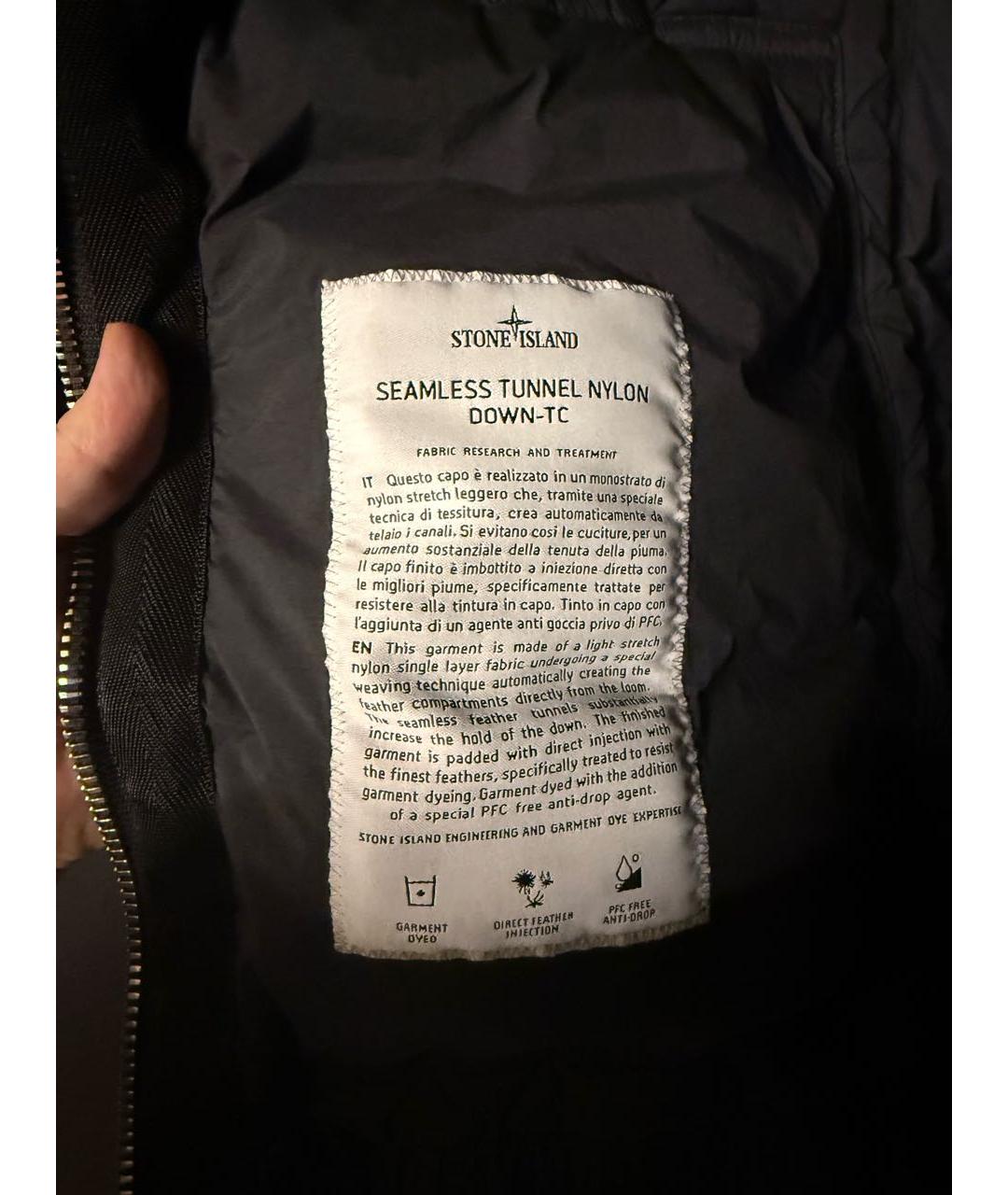 STONE ISLAND Черный нейлоновый пуховик, фото 6