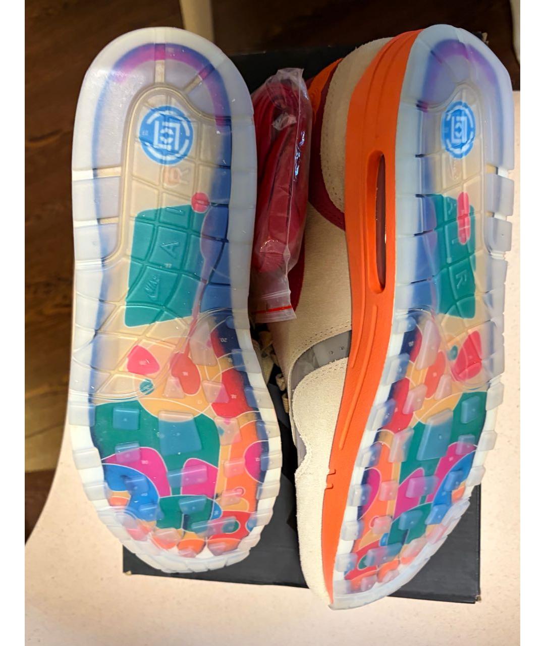 NIKE Бежевые кожаные низкие кроссовки / кеды, фото 4
