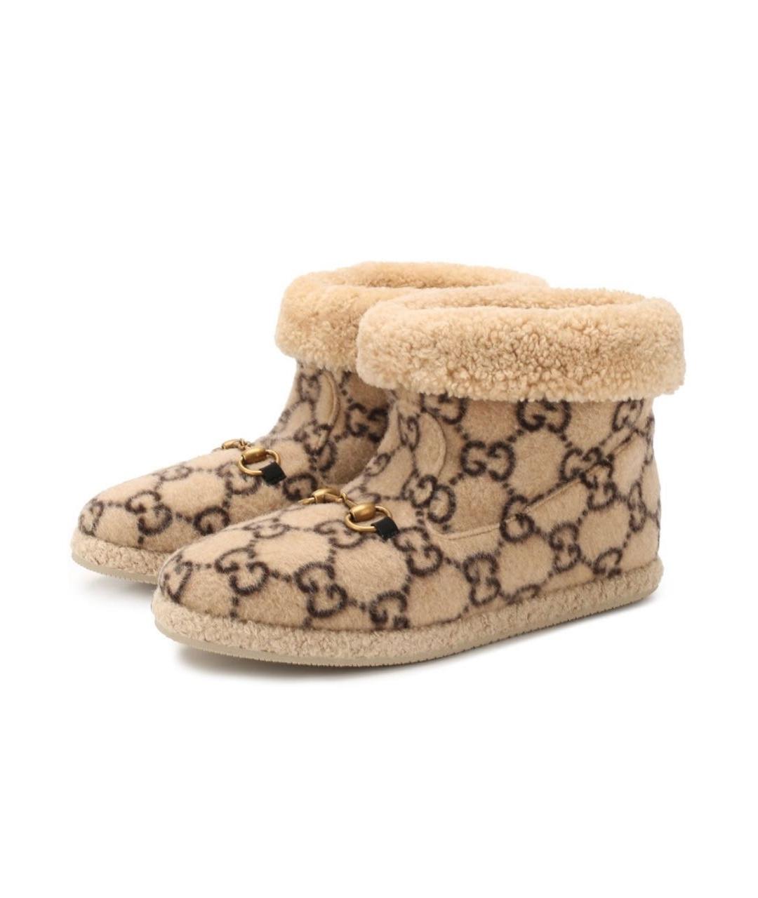 GUCCI Бежевые текстильные полусапоги, фото 3
