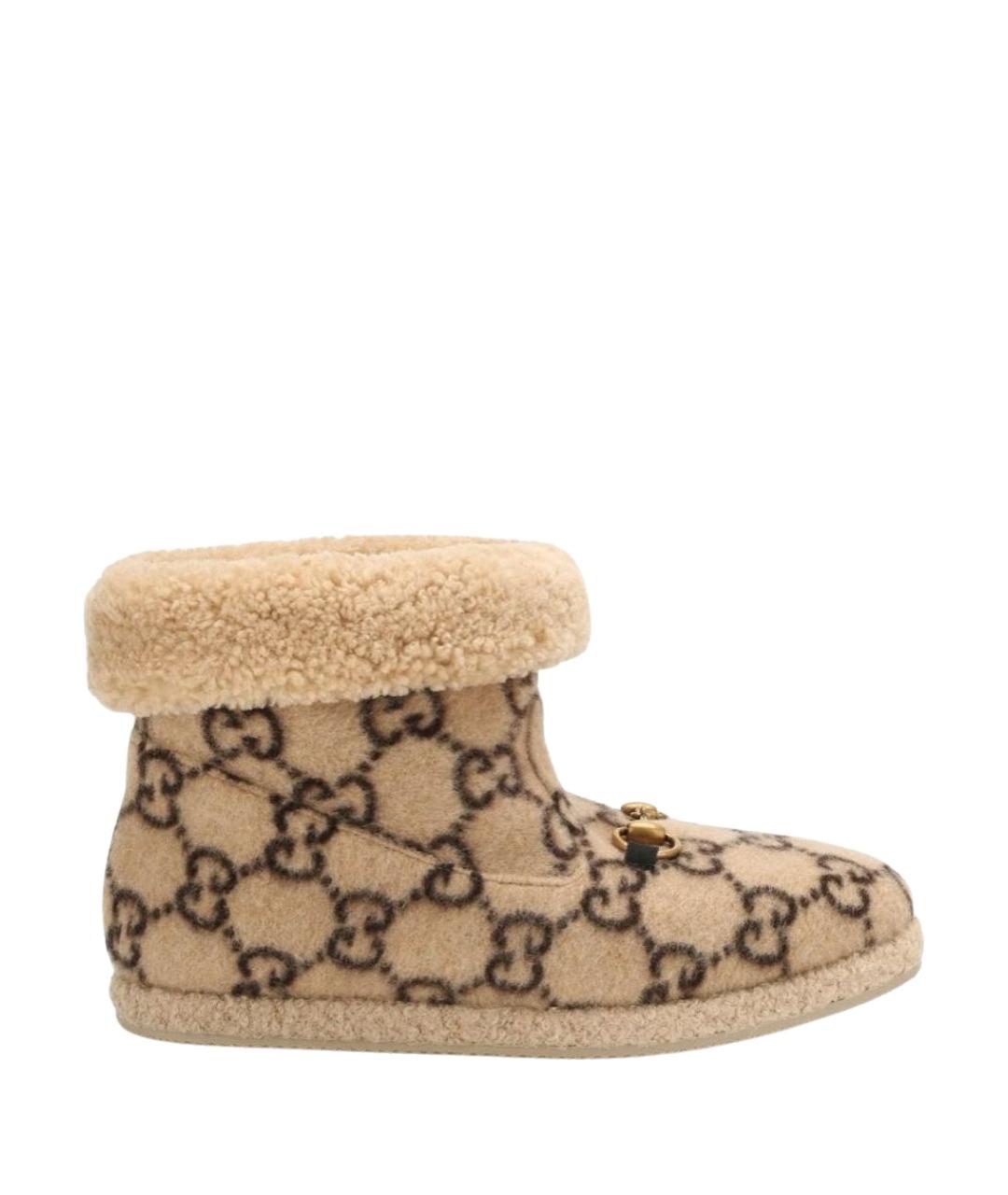 GUCCI Бежевые текстильные полусапоги, фото 1