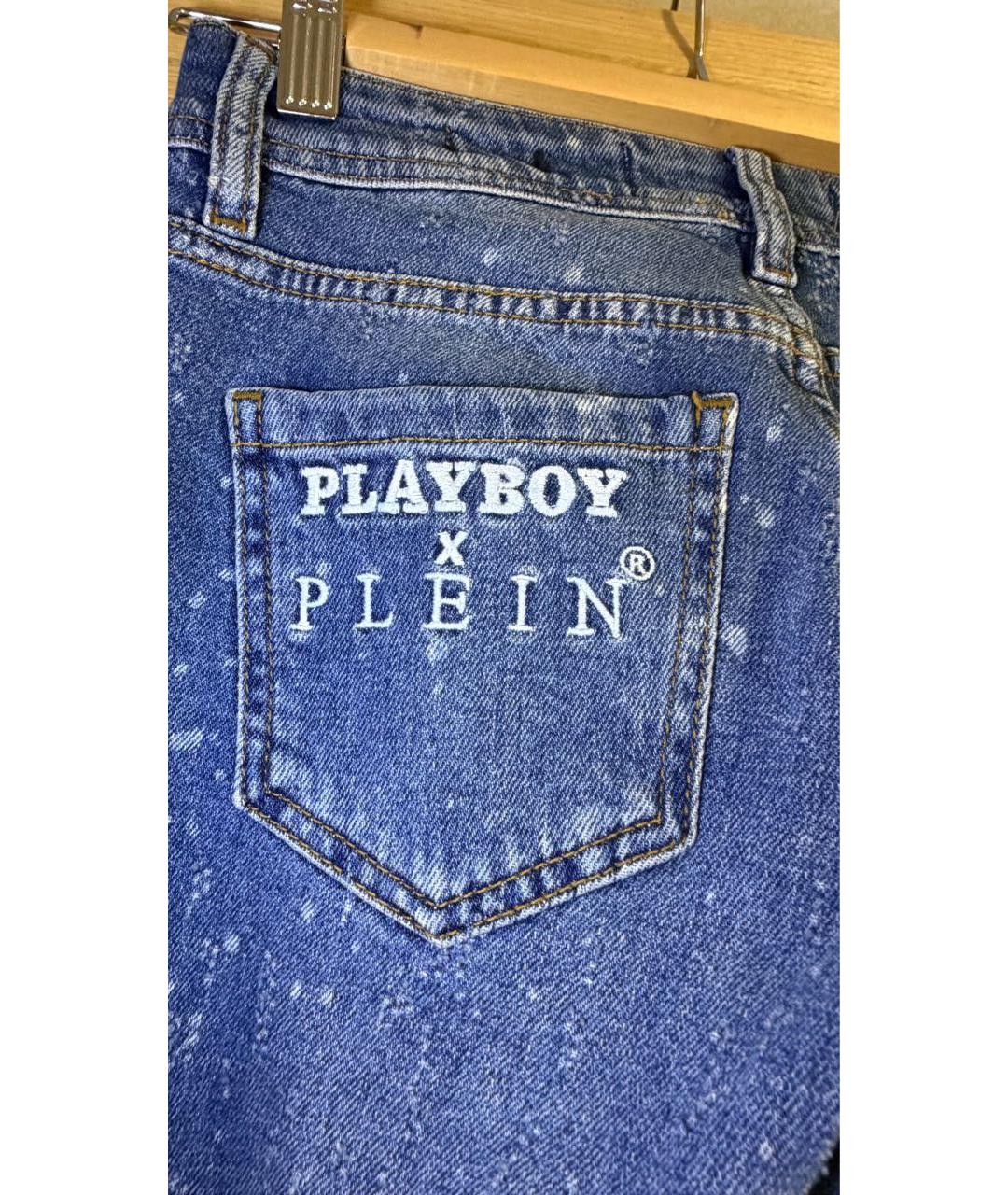 PHILIPP PLEIN Темно-синие хлопко-эластановые джинсы слим, фото 5