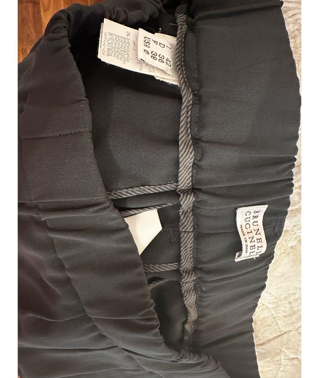 BRUNELLO CUCINELLI Темно-синие шерстяные брюки узкие, фото 3