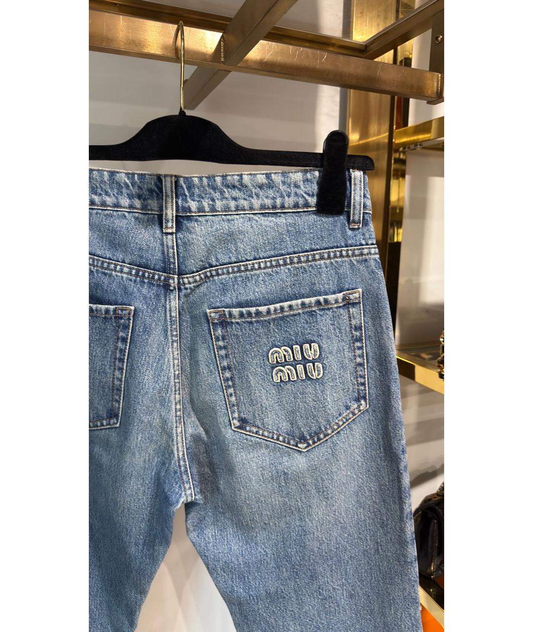 MIU MIU Синие хлопковые прямые джинсы, фото 4