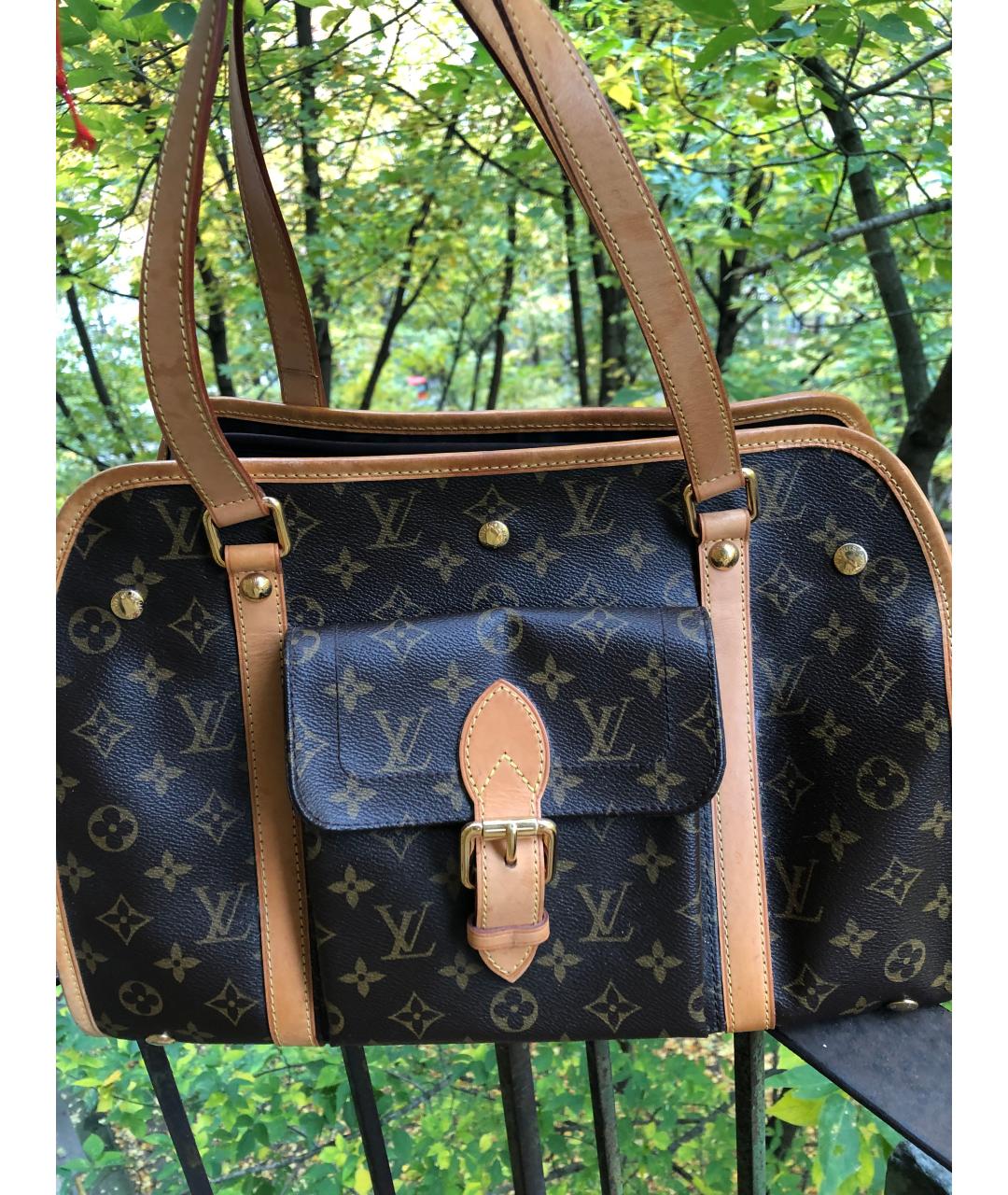 LOUIS VUITTON Коричневая дорожная/спортивная сумка из канвы, фото 6