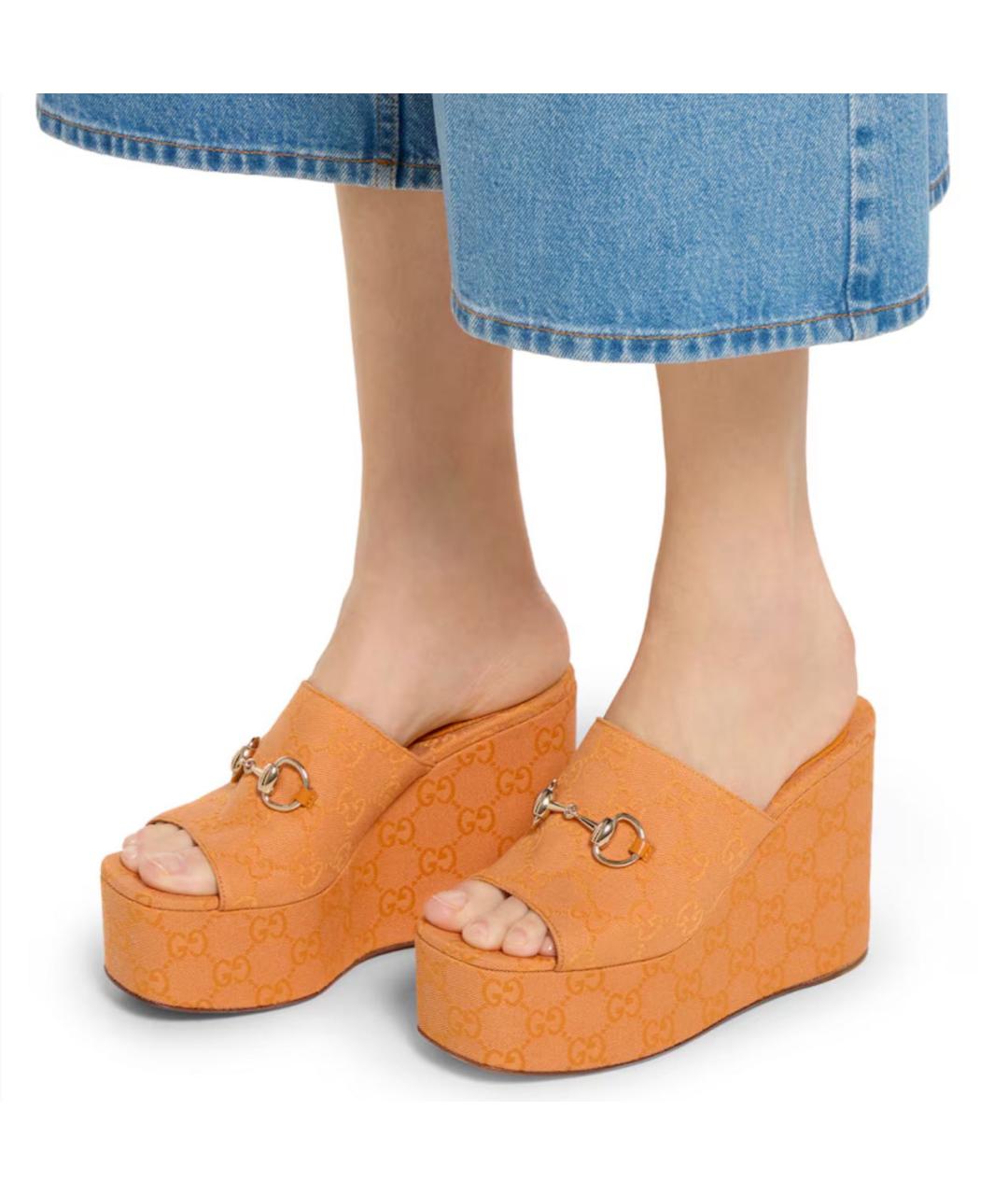 GUCCI Оранжевые сабо, фото 4