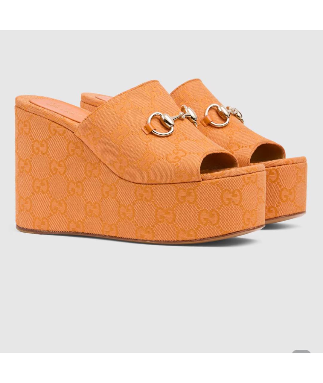 GUCCI Оранжевые сабо, фото 3