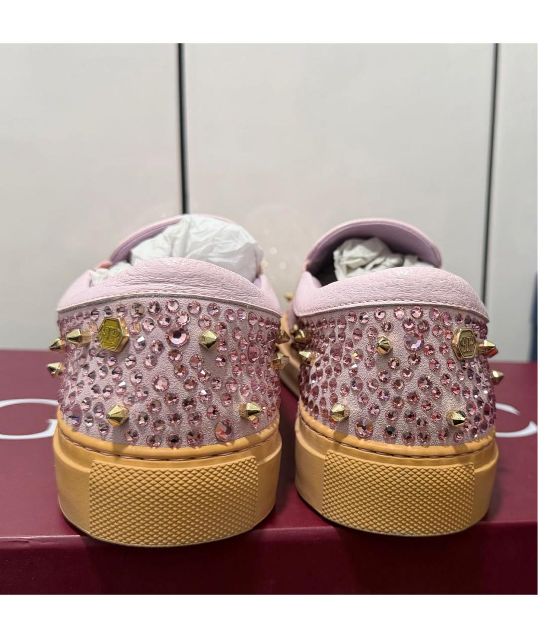 PHILIPP PLEIN Розовые кожаные слипоны, фото 6