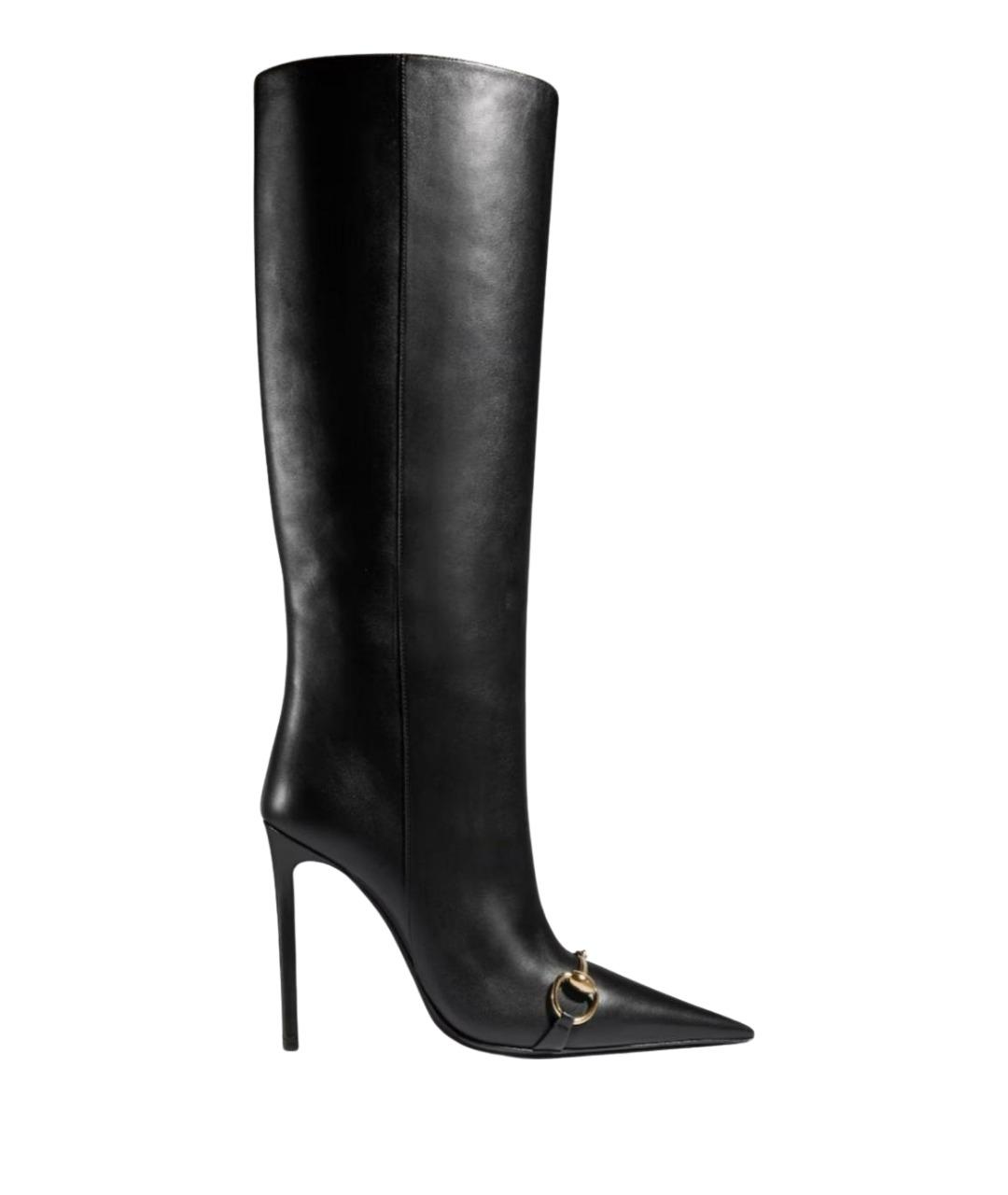 GUCCI Черные кожаные сапоги, фото 1