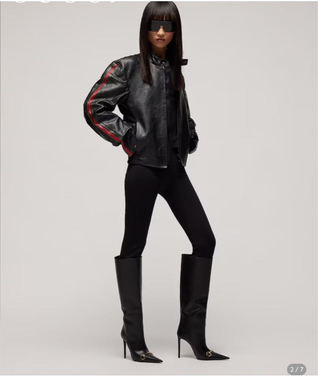 GUCCI Черные кожаные сапоги, фото 3