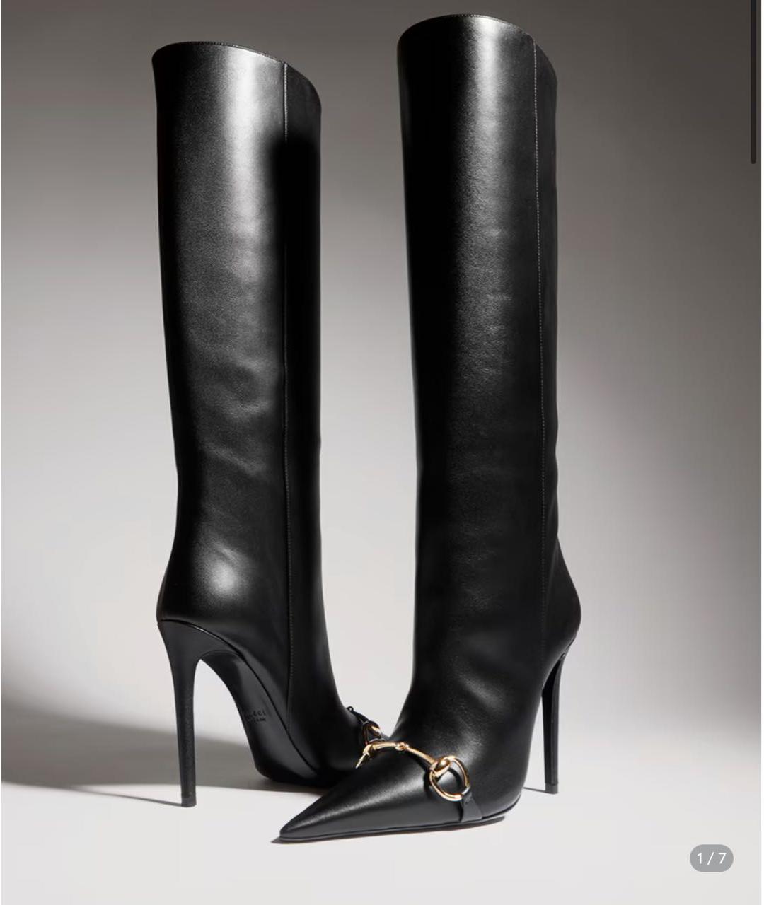 GUCCI Черные кожаные сапоги, фото 5