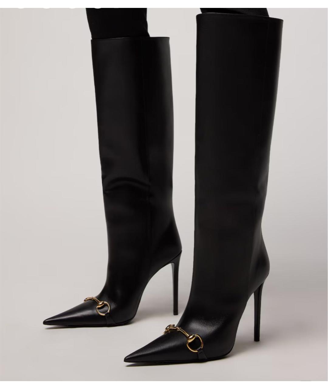 GUCCI Черные кожаные сапоги, фото 2