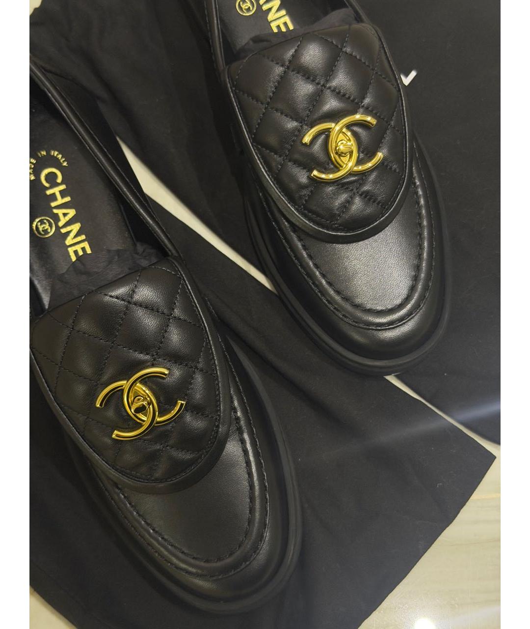 CHANEL Черные кожаные лоферы, фото 5