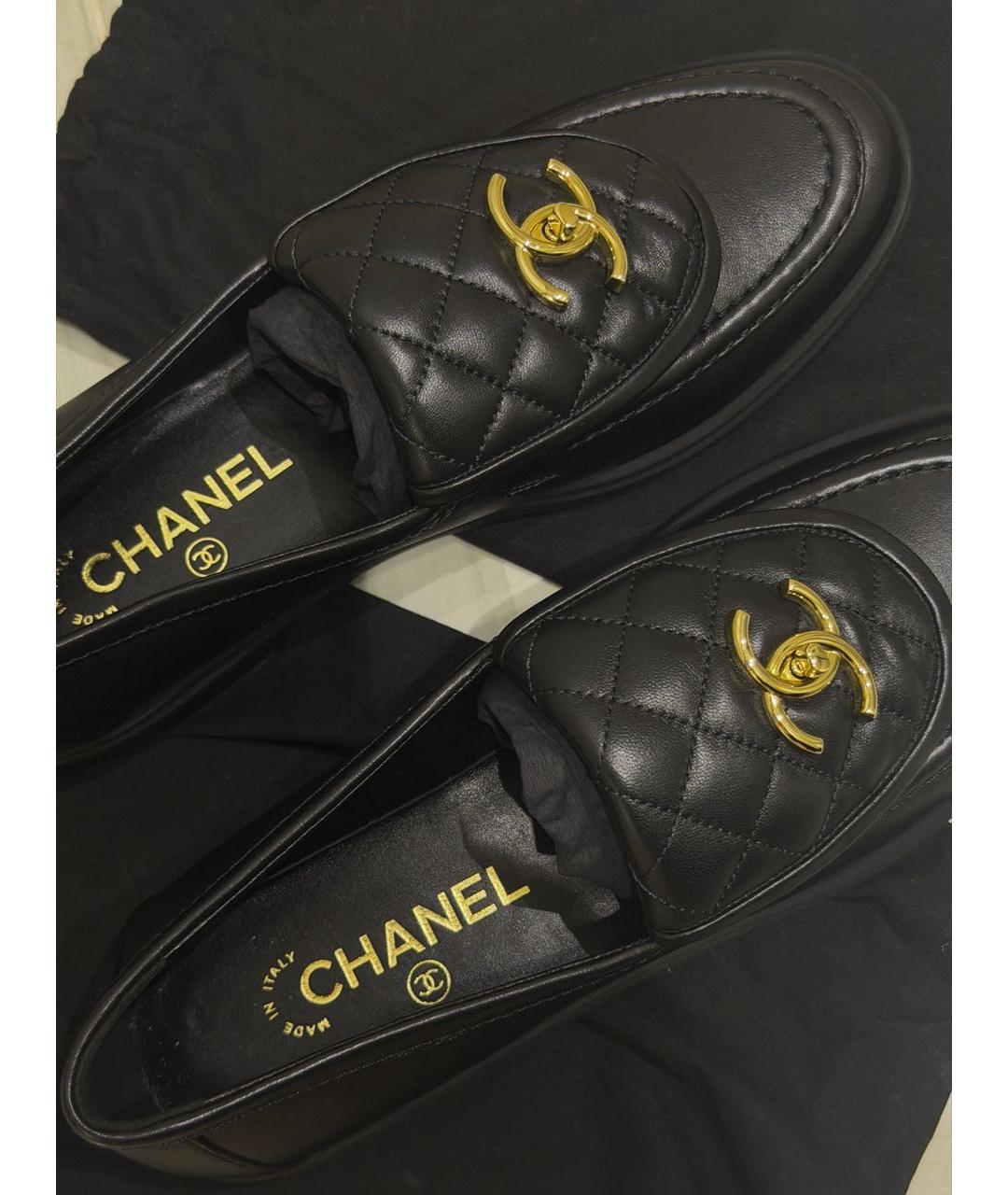 CHANEL Черные кожаные лоферы, фото 8