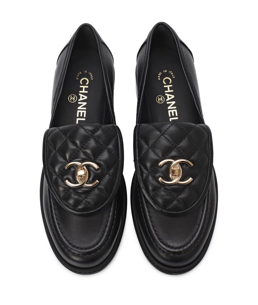 CHANEL Черные кожаные лоферы, фото 9