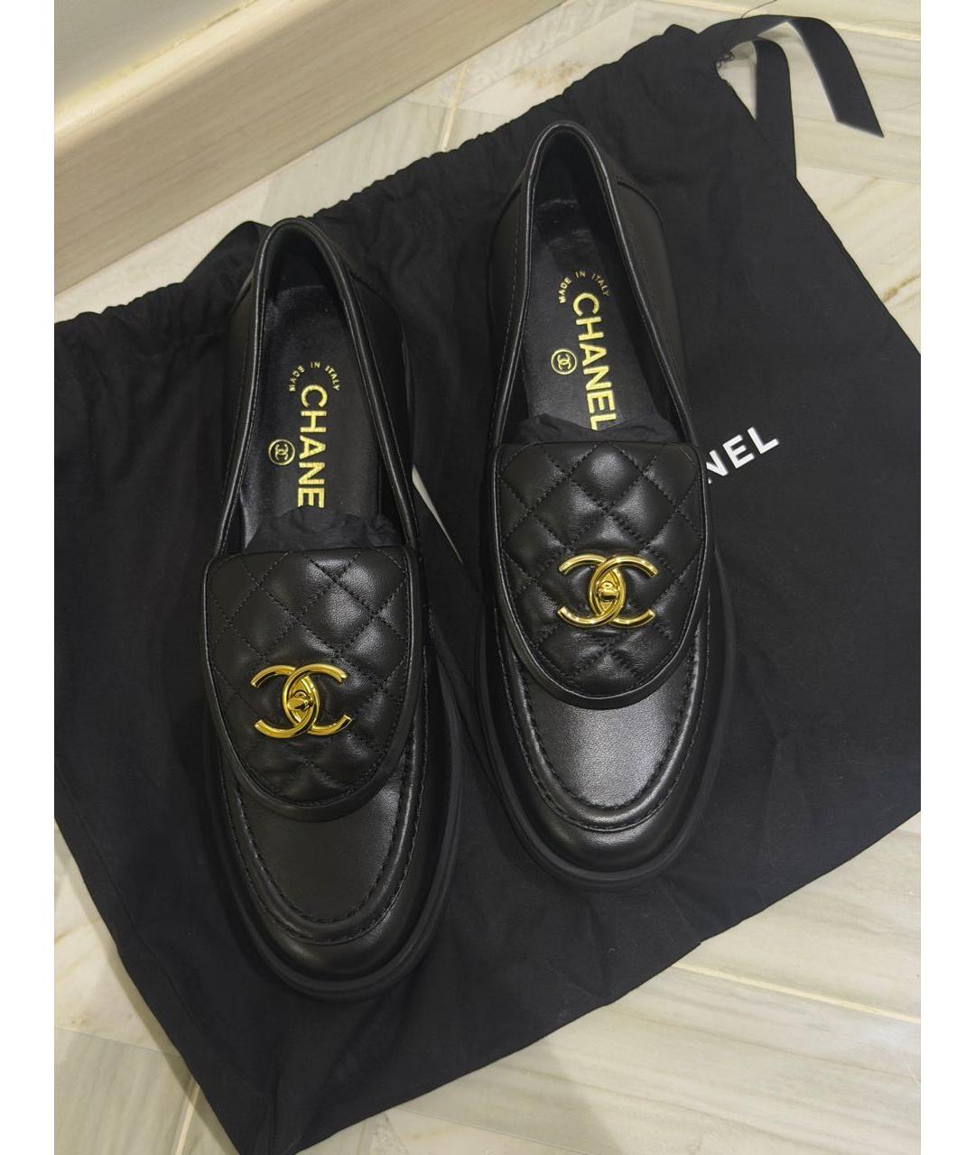 CHANEL Черные кожаные лоферы, фото 2