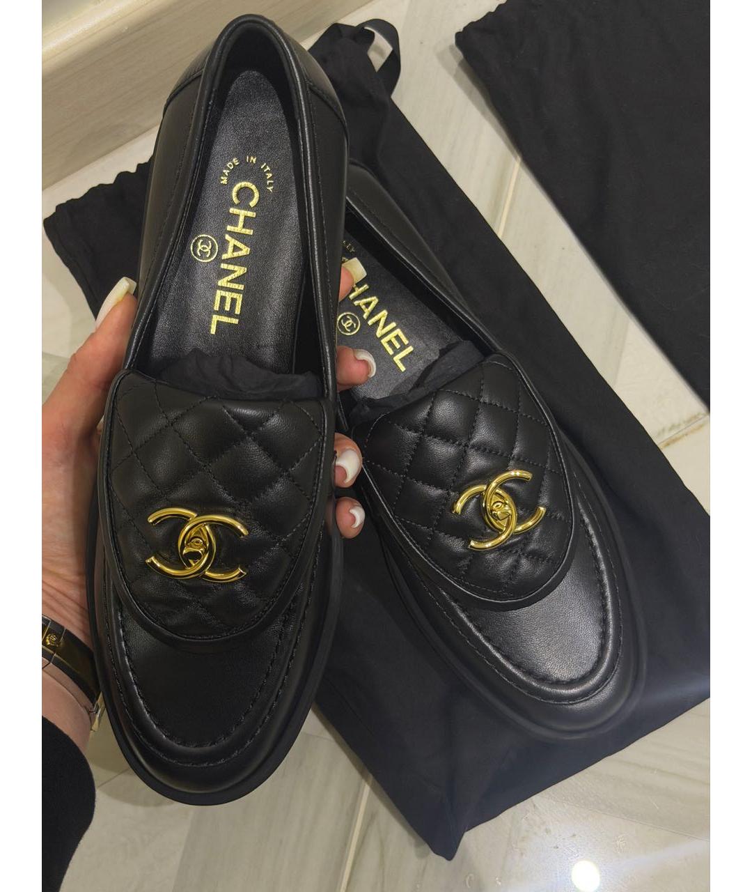 CHANEL Черные кожаные лоферы, фото 7