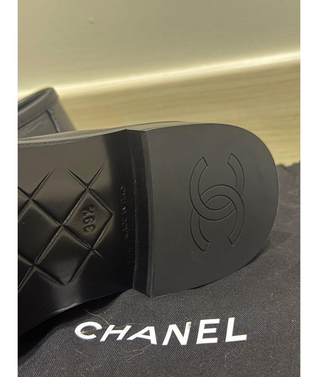 CHANEL Черные кожаные лоферы, фото 4
