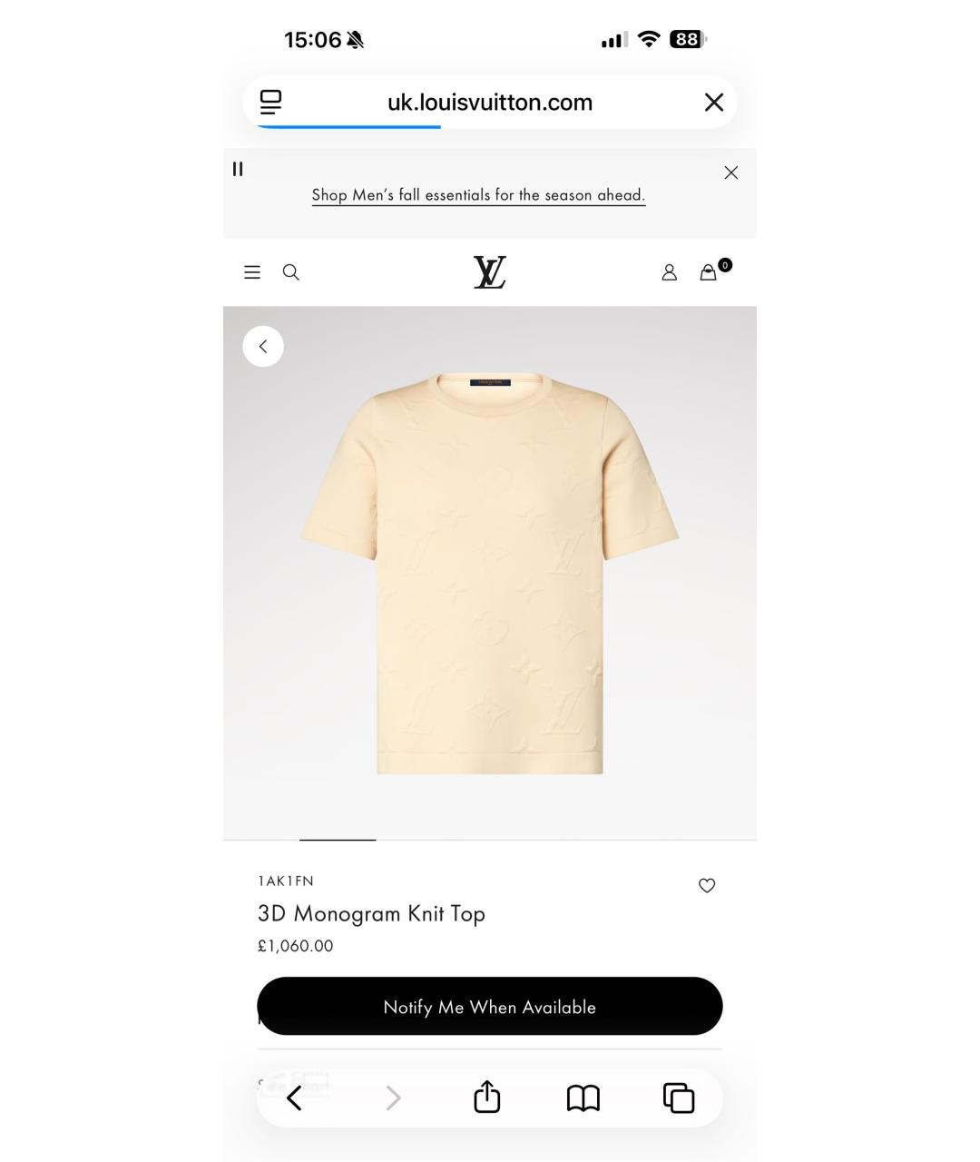 LOUIS VUITTON Бежевая хлопковая футболка, фото 4