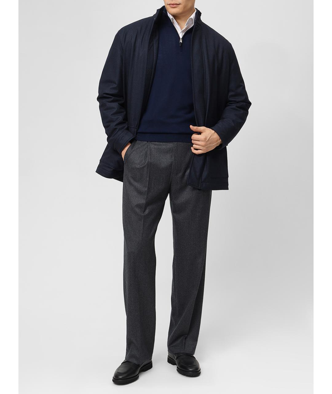 CANALI Темно-синий шерстяной джемпер / свитер, фото 2