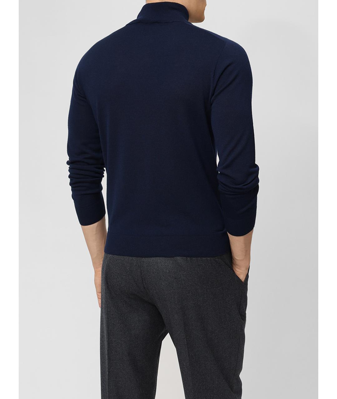 CANALI Темно-синий шерстяной джемпер / свитер, фото 3