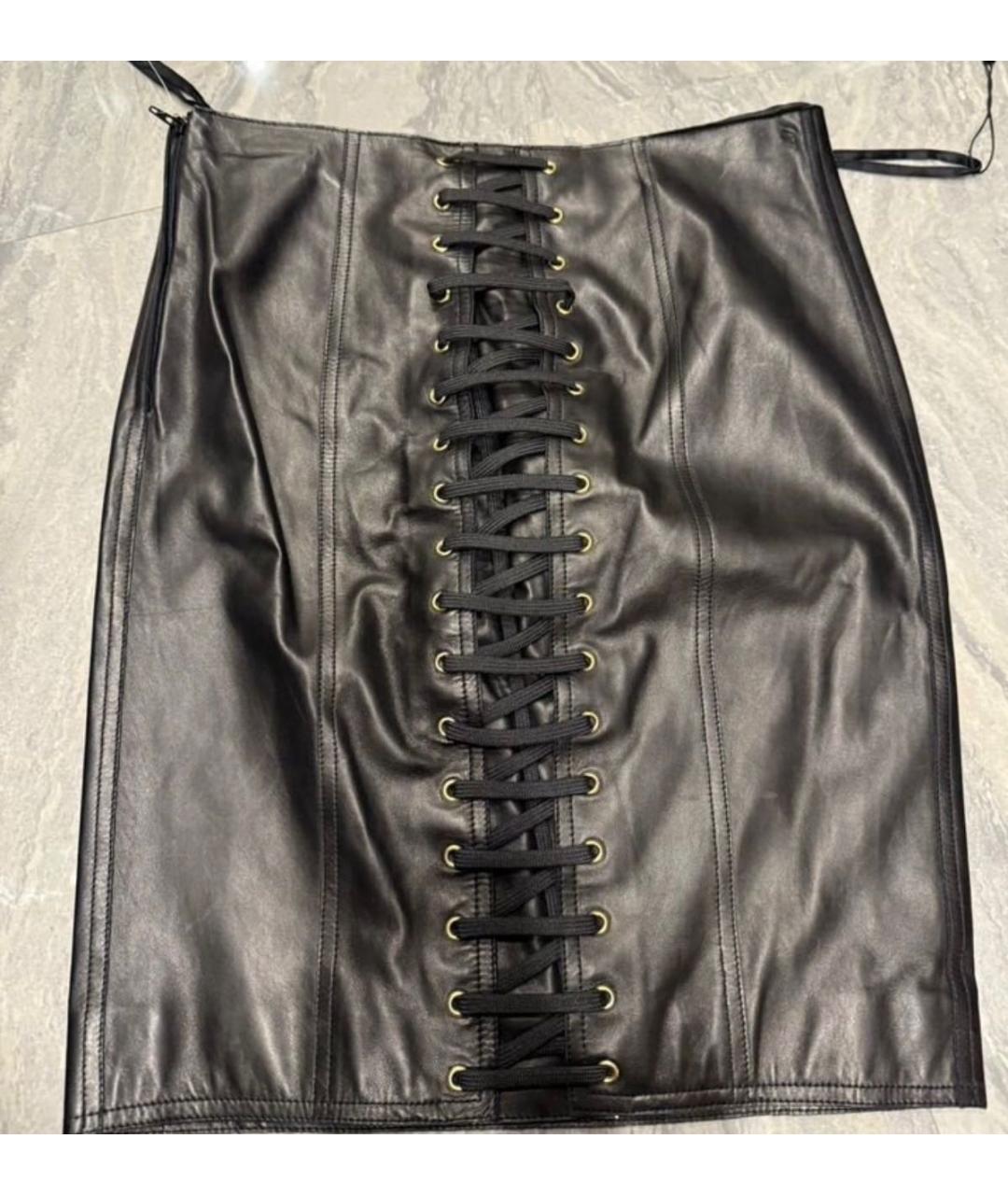 TOM FORD Черная кожаная юбка миди, фото 6