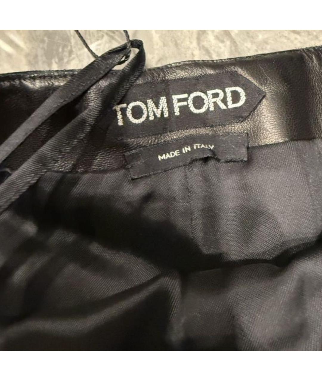 TOM FORD Черная кожаная юбка миди, фото 4