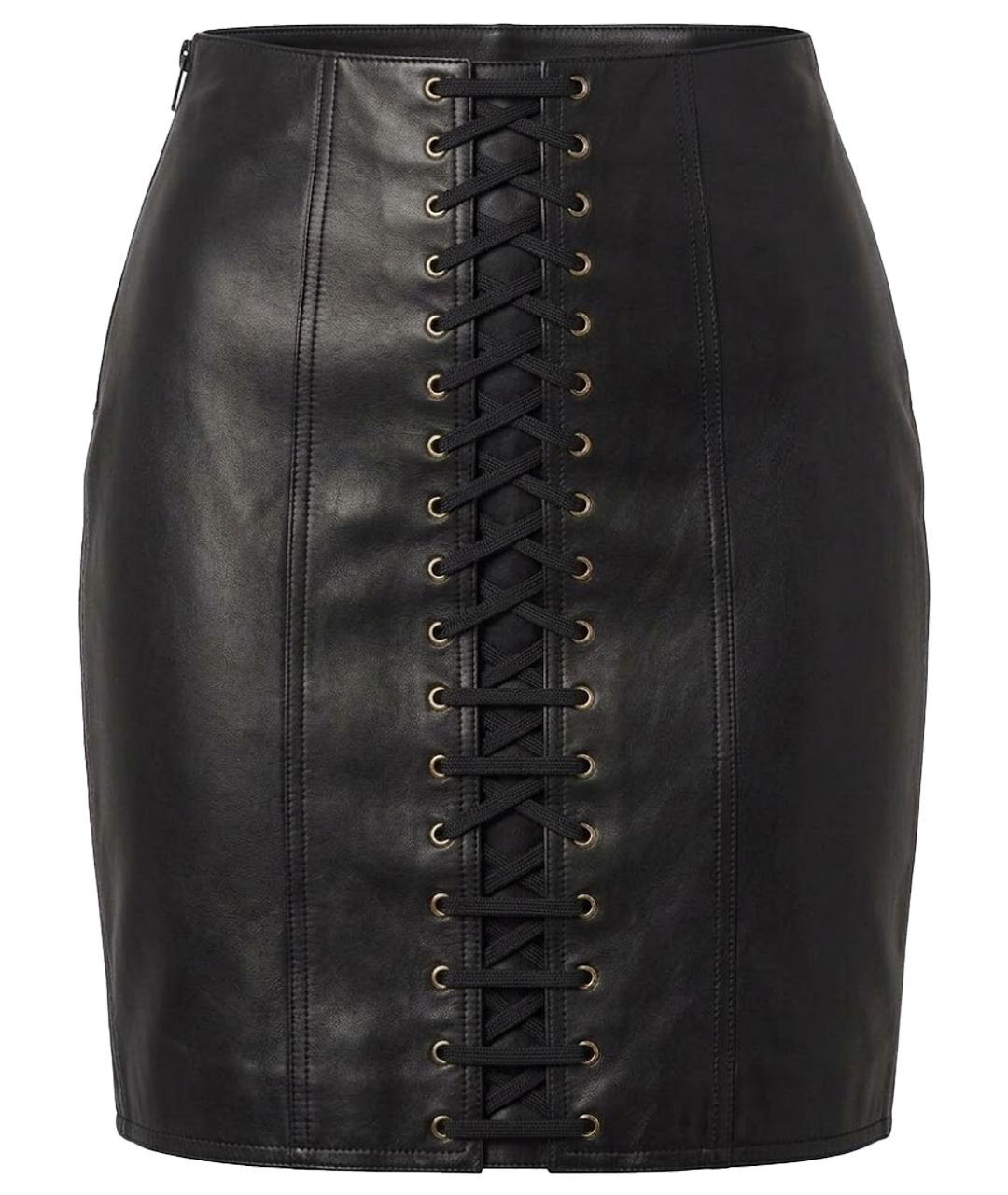 TOM FORD Черная кожаная юбка миди, фото 1