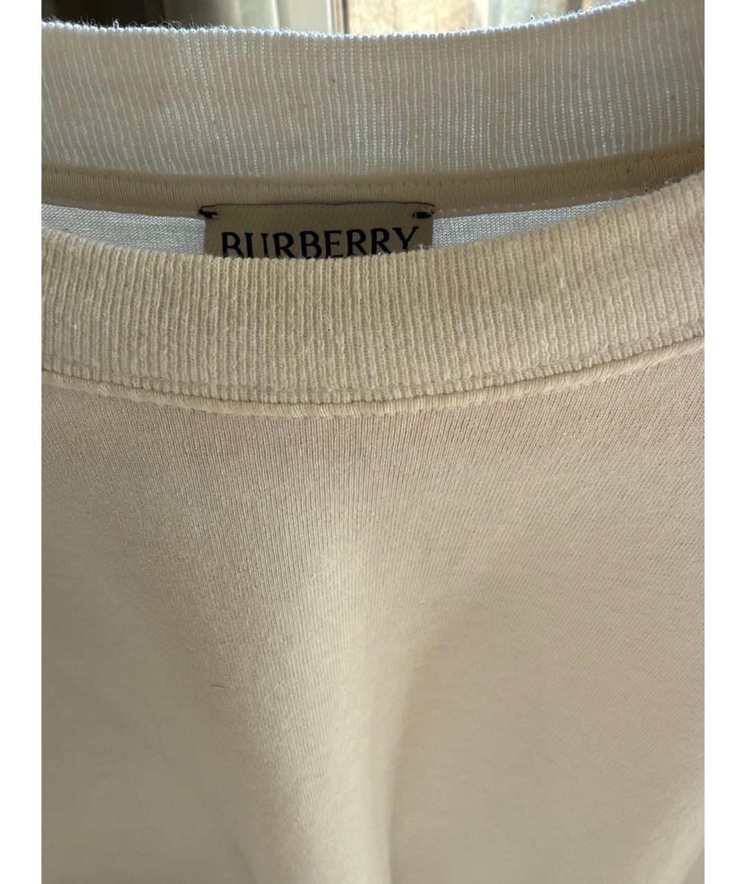 BURBERRY Белая хлопковая футболка, фото 5