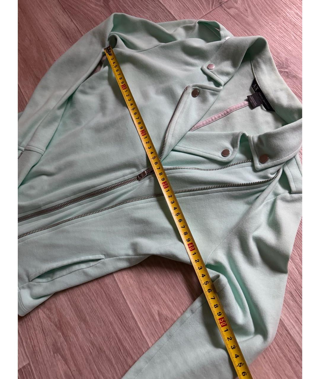 ARMANI EXCHANGE Бирюзовый хлопко-эластановый жакет/пиджак, фото 7