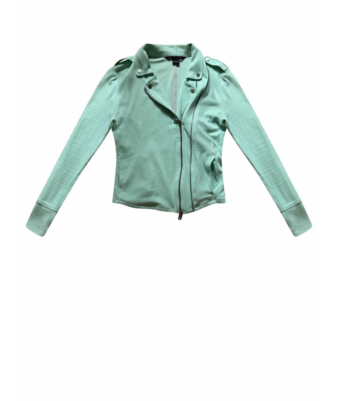 ARMANI EXCHANGE Бирюзовый хлопко-эластановый жакет/пиджак, фото 10